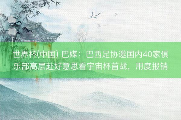 世界杯(中国) 巴媒：巴西足协邀国内40家俱乐部高层赴好意思看宇宙杯首战，用度报销