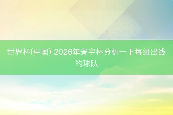 世界杯(中国) 2026年寰宇杯分析一下每组出线的球队