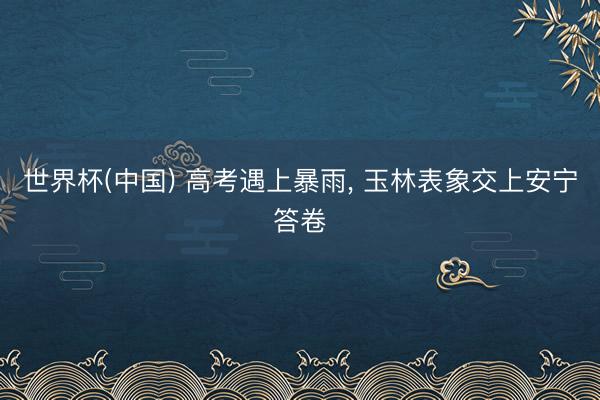 世界杯(中国) 高考遇上暴雨， 玉林表象交上安宁答卷