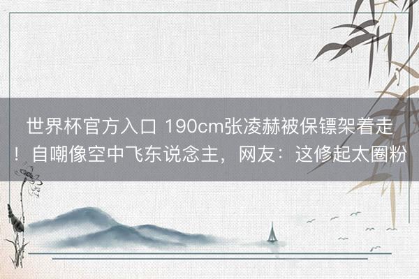 世界杯官方入口 190cm张凌赫被保镖架着走！自嘲像空中飞东说念主，网友：这修起太圈粉