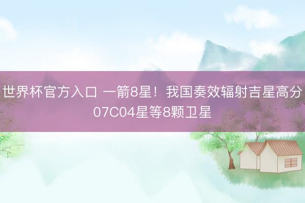 世界杯官方入口 一箭8星！我国奏效辐射吉星高分07C04星等8颗卫星