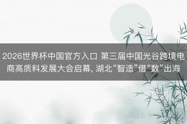 2026世界杯中国官方入口 第三届中国光谷跨境电商高质料发展大会启幕， 湖北“智造”借“数”出海