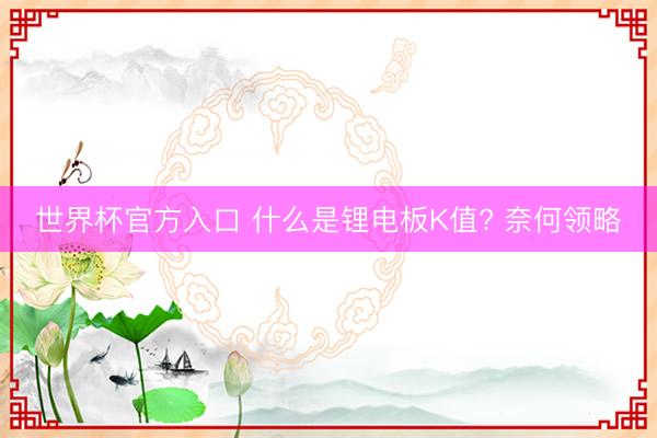 世界杯官方入口 什么是锂电板K值? 奈何领略